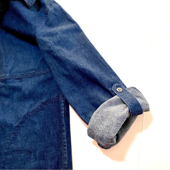 J. Jill Denim Jean Shirt Dress Size Small Petite Quarter Button Chambray Pockets - Picture 8 of 15